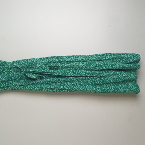 Kelly Green Floral Farmhouse Maxi Dress With Pockets and Belt Women's Size Small - Picture 10 of 11